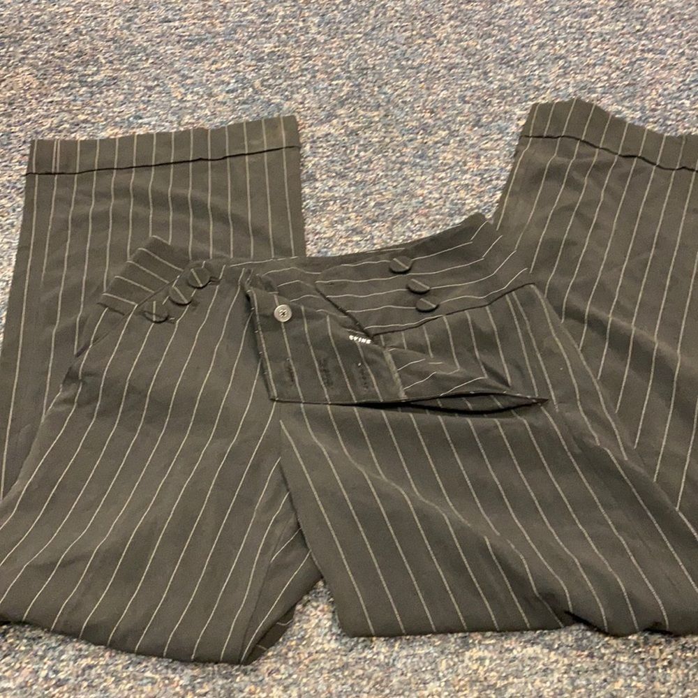 Larry Levine Black Pinstripe Wide Leg Pants